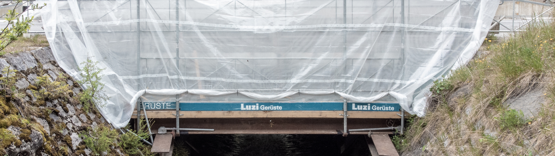 Brückengerüst, Rieberbachbrücke in Davos Glaris