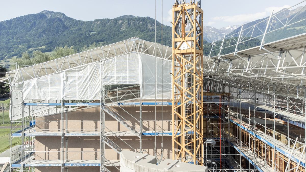 Dachgerüst, Schulhaus Büntdli in Maienfeld
